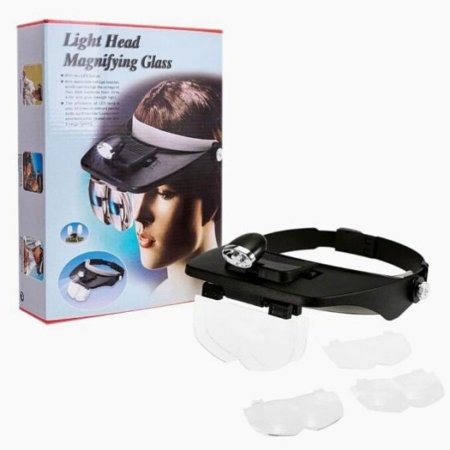 CARETA LUPA CON 5 LENTES LUZ LED